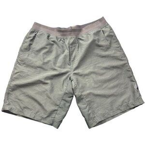 Prana Breathe Shorts Mens Sz L Green Logo‎ Activewear Unlined | G1